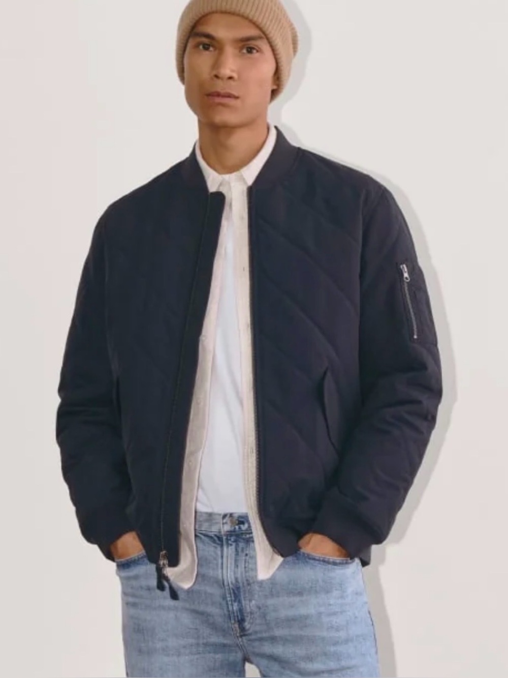 Everlane Quilted Bomber Jacket Navy